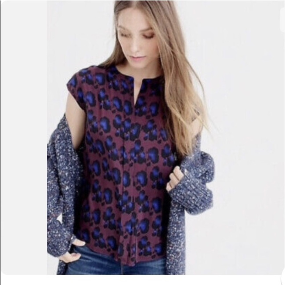 J. Crew Silk Blouse in Leopard Print Size 4P